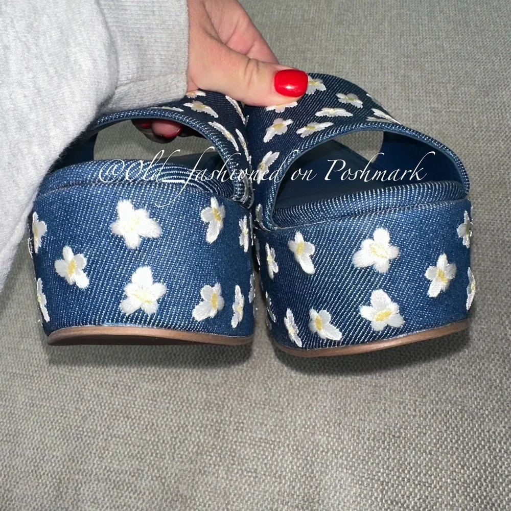 LARROUDÉ Miso Platform Sandals - Blue Denim